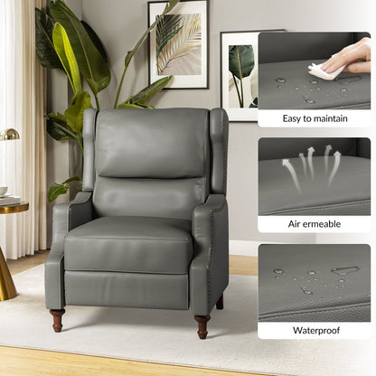 Fauteuil inclinable Florens en cuir véritable avec garnitures cloutées par HULALA HOME