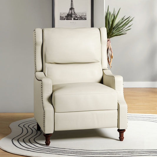 Fauteuil inclinable Florens en cuir véritable avec garnitures cloutées par HULALA HOME