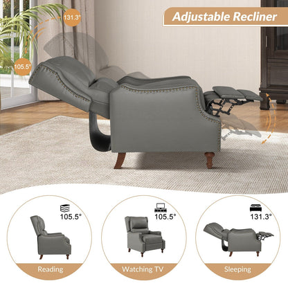 Fauteuil inclinable Florens en cuir véritable avec garnitures cloutées par HULALA HOME