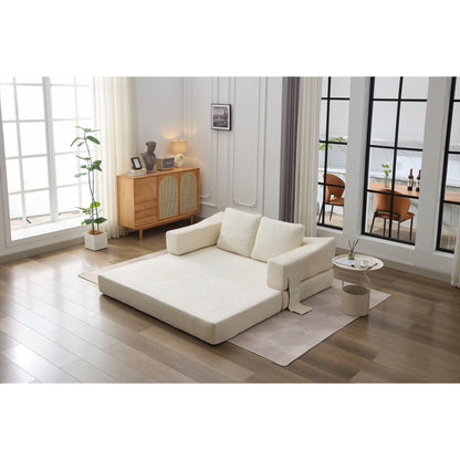 Canapé-lit convertible et canapé de sol avec dossier amovible, tissu chenille, idéal pour le salon ou la chambre.