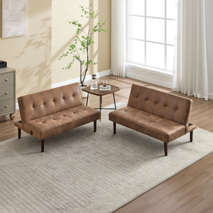 Canapé-lit pliable tendance haut de gamme en flanelle, dossier réglable, inclinable, futon, canapé moderne et tendance avec port de chargement