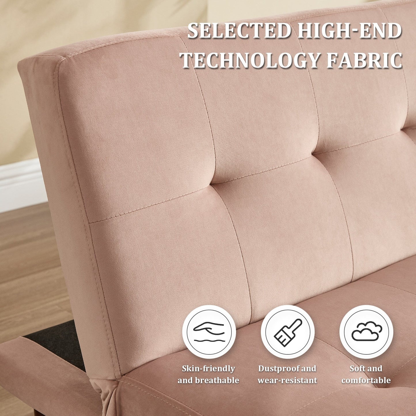 Canapé-lit pliable tendance haut de gamme en flanelle, dossier réglable, inclinable, futon, canapé moderne et tendance avec port de chargement