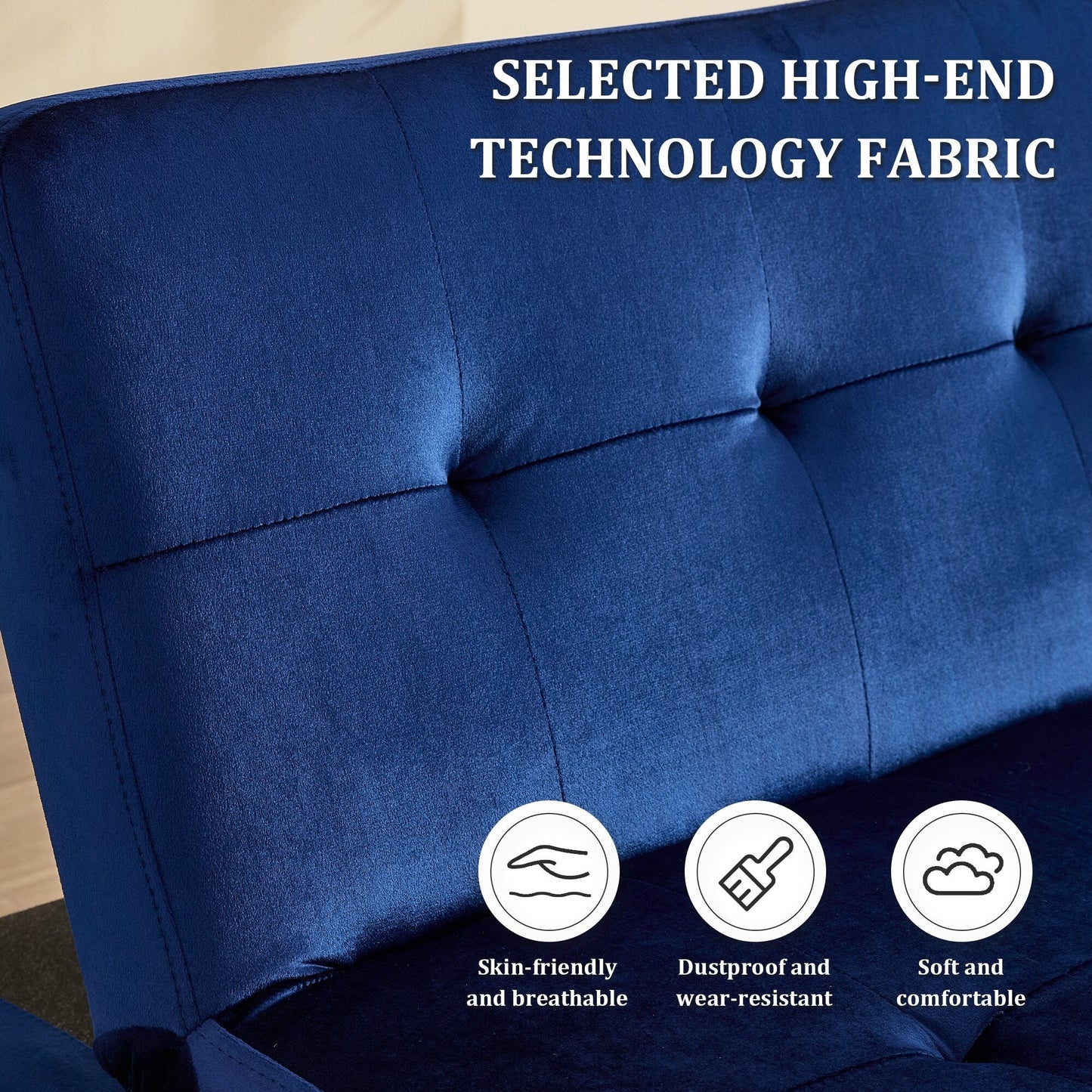 Canapé-lit pliable tendance haut de gamme en flanelle, dossier réglable, inclinable, futon, canapé moderne et tendance avec port de chargement