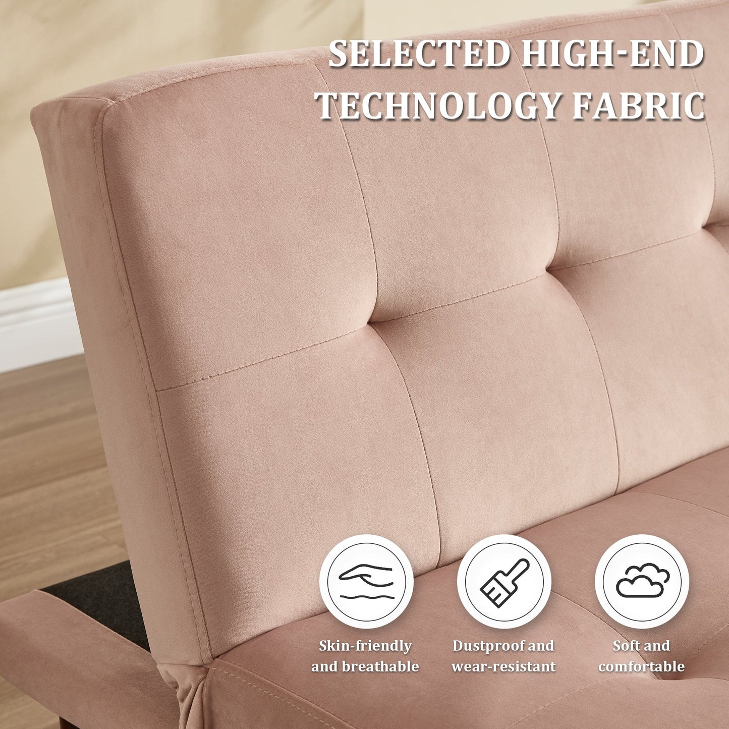 Canapé-lit pliable tendance haut de gamme en flanelle, dossier réglable, inclinable, futon, canapé moderne et tendance avec port de chargement