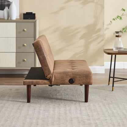 Canapé-lit pliable tendance haut de gamme en flanelle, dossier réglable, inclinable, futon, canapé moderne et tendance avec port de chargement