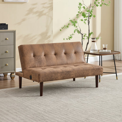 Canapé-lit pliable tendance haut de gamme en flanelle, dossier réglable, inclinable, futon, canapé moderne et tendance avec port de chargement