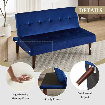 Canapé-lit pliable tendance haut de gamme en flanelle, dossier réglable, inclinable, futon, canapé moderne et tendance avec port de chargement