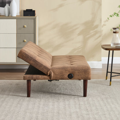 Canapé-lit pliable tendance haut de gamme en flanelle, dossier réglable, inclinable, futon, canapé moderne et tendance avec port de chargement