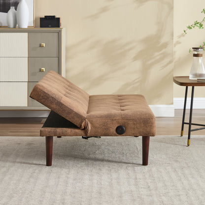 Canapé-lit pliable tendance haut de gamme en flanelle, dossier réglable, inclinable, futon, canapé moderne et tendance avec port de chargement