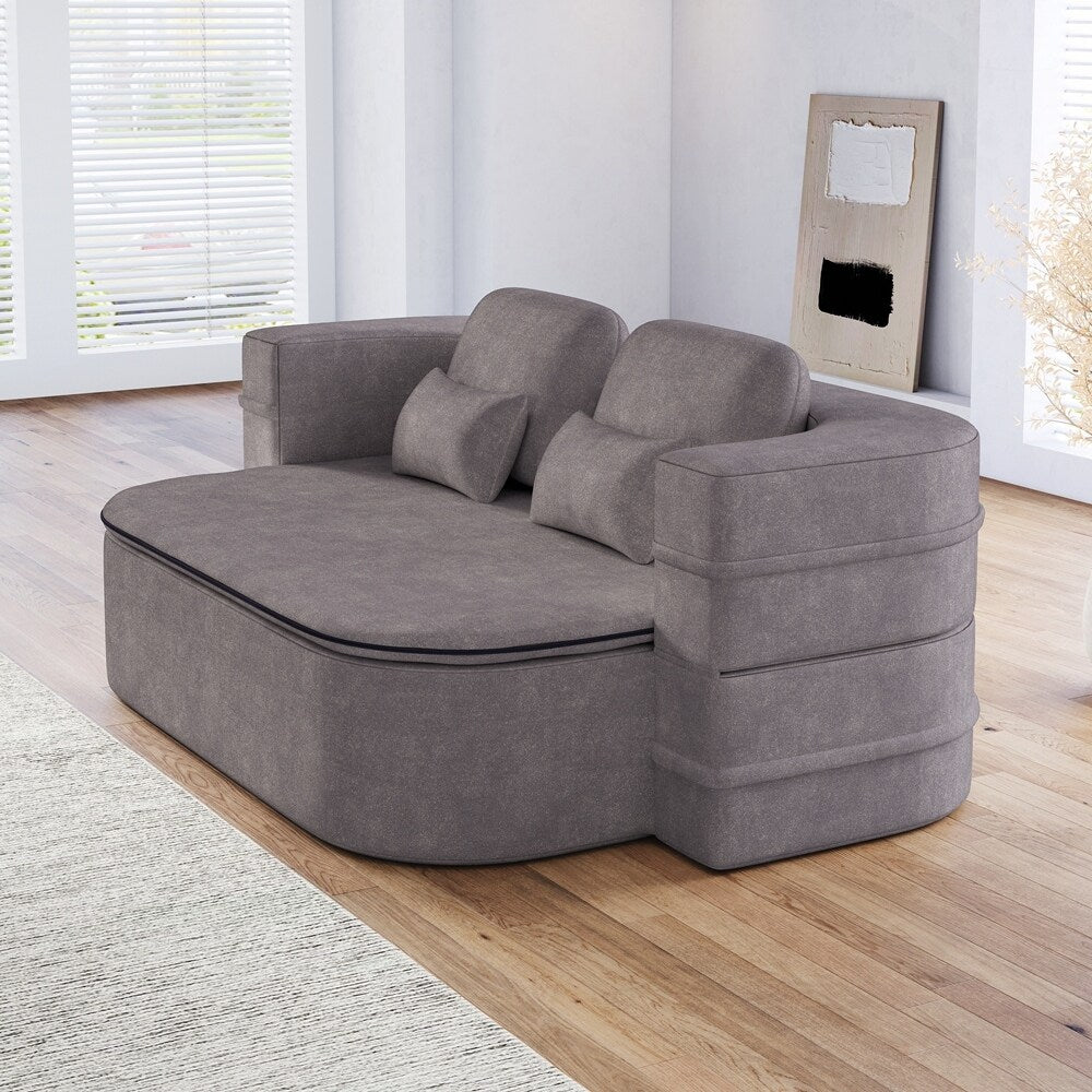 Canapé-lit pliant avec cadre fixe et matelas convertible en mousse avec couverture