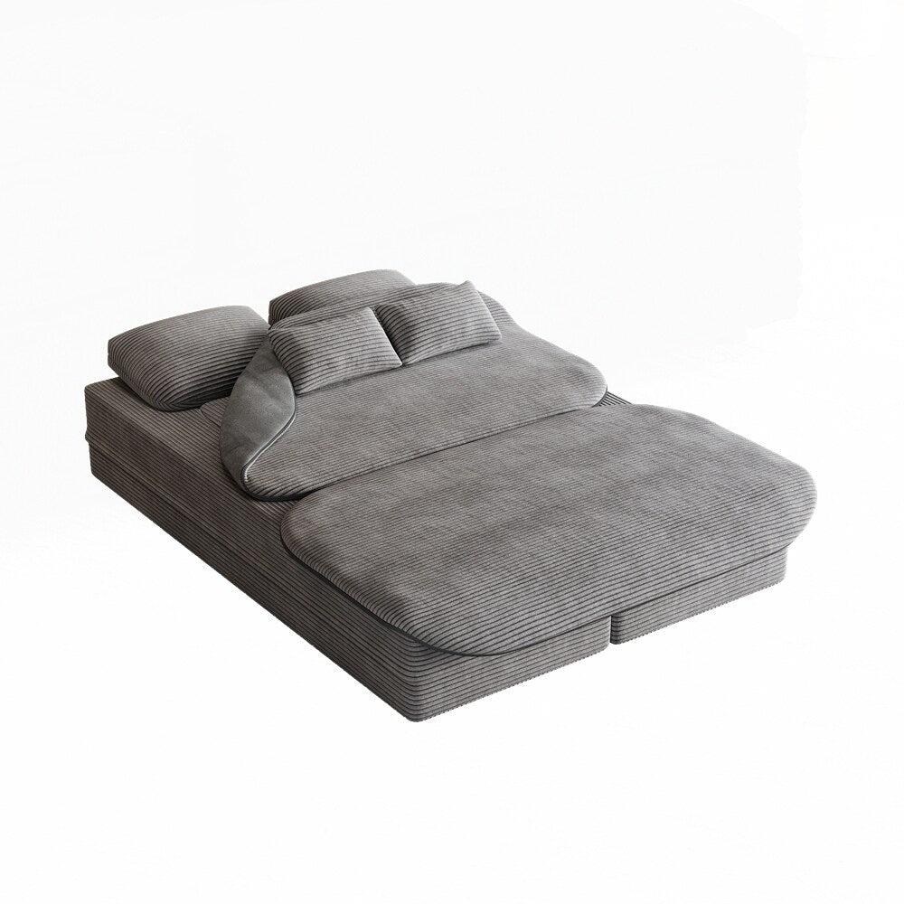 Canapé-lit pliant avec cadre fixe et matelas convertible en mousse avec couverture