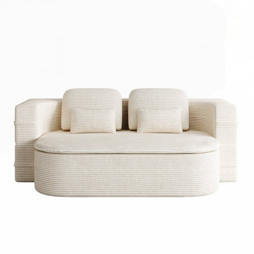 Canapé-lit pliant avec cadre fixe et matelas convertible en mousse avec couverture