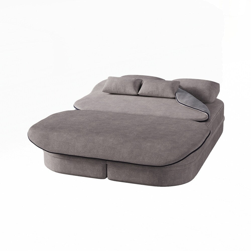 Canapé-lit pliant avec cadre fixe et matelas convertible en mousse avec couverture