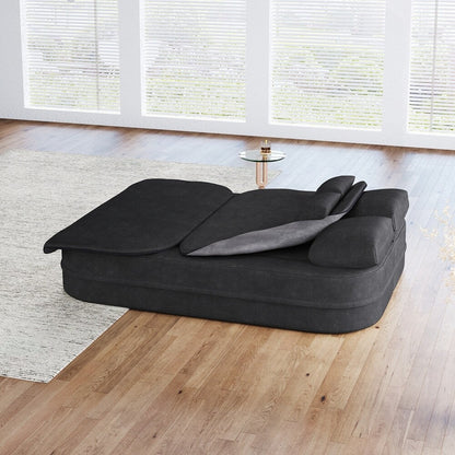 Canapé-lit pliant avec cadre fixe et matelas convertible en mousse avec couverture