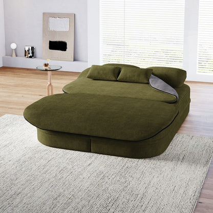 Canapé-lit pliant avec cadre fixe et matelas convertible en mousse avec couverture