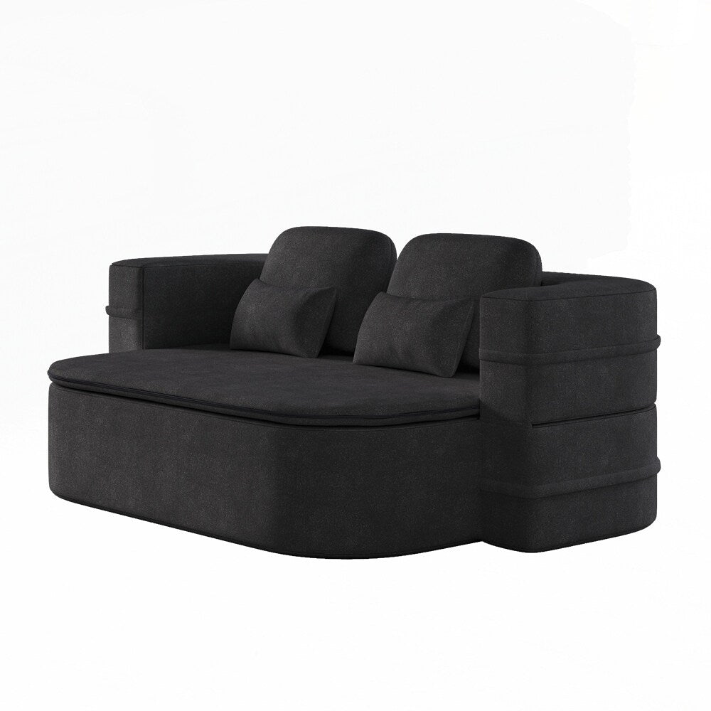 Canapé-lit pliant avec cadre fixe et matelas convertible en mousse avec couverture