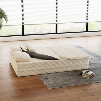 Canapé-lit pliant avec cadre fixe et matelas convertible en mousse avec couverture