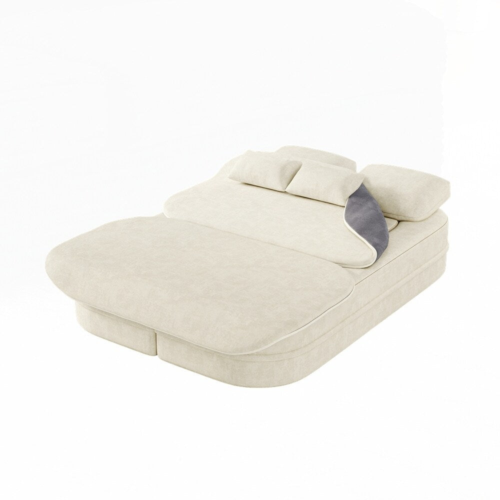 Canapé-lit pliant avec cadre fixe et matelas convertible en mousse avec couverture