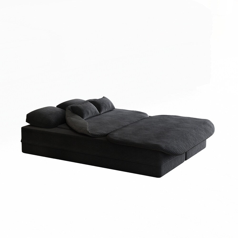 Canapé-lit pliant avec cadre fixe et matelas convertible en mousse avec couverture