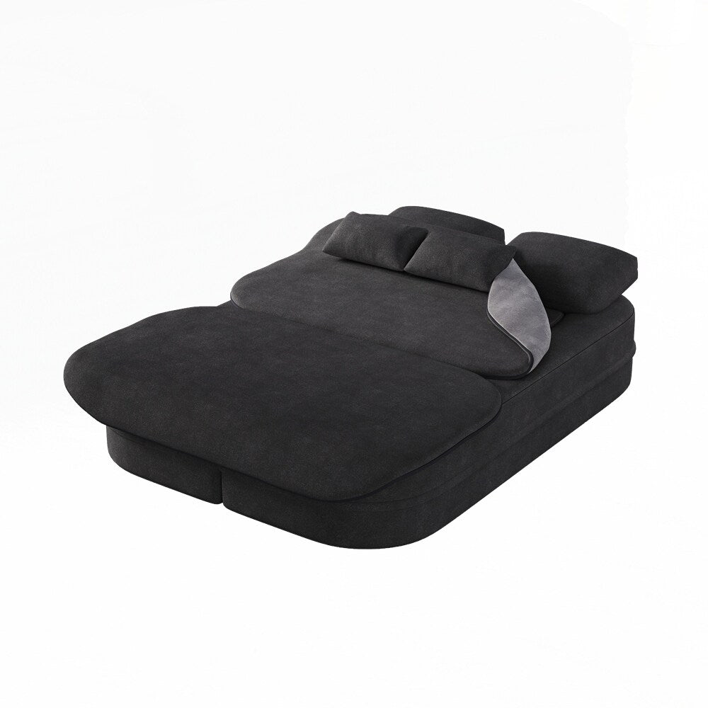 Canapé-lit pliant avec cadre fixe et matelas convertible en mousse avec couverture