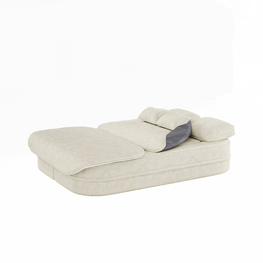 Canapé-lit pliant avec cadre fixe et matelas convertible en mousse avec couverture