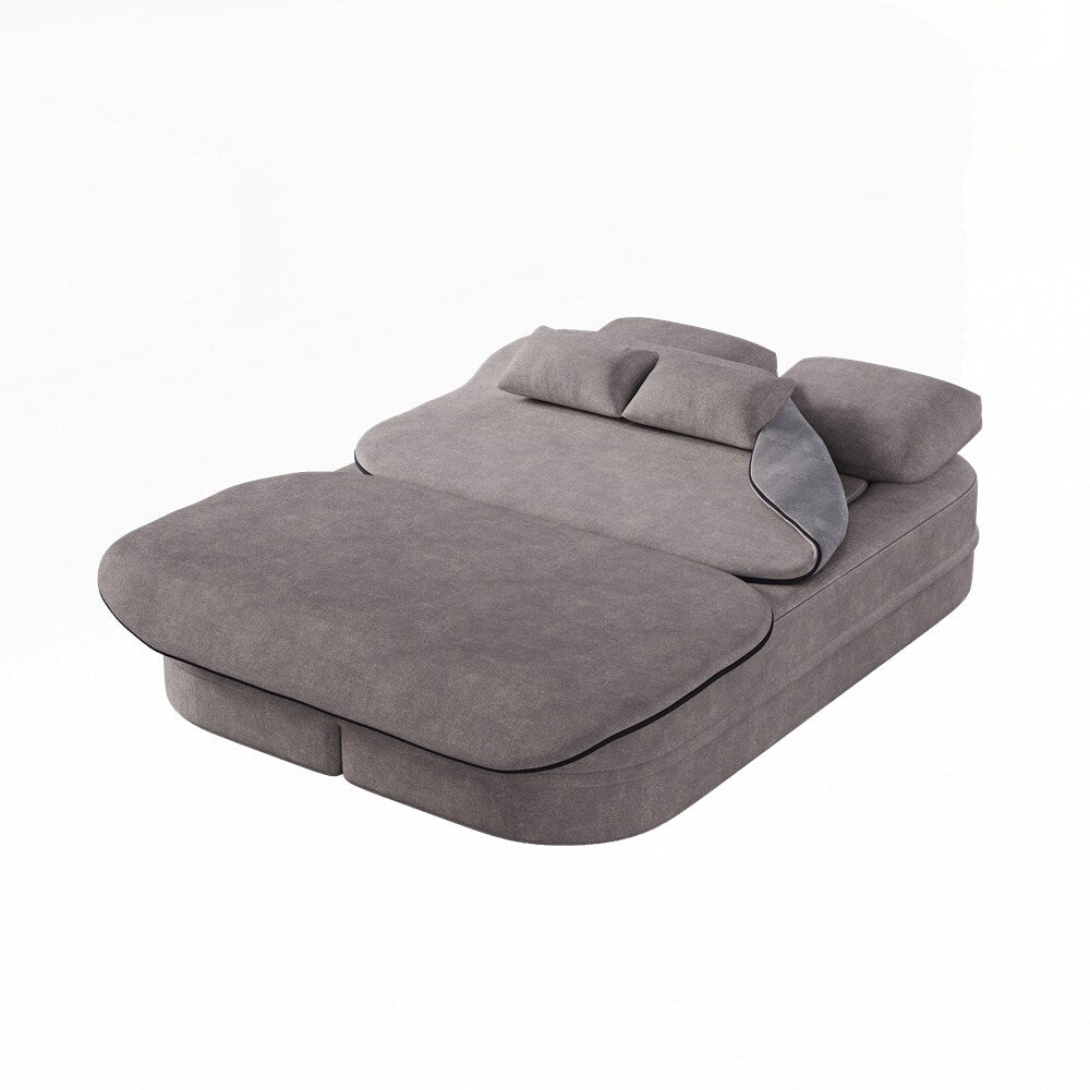Canapé-lit pliant avec cadre fixe et matelas convertible en mousse avec couverture