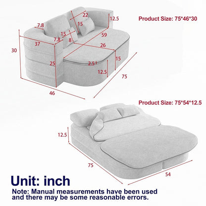 Canapé-lit pliant avec cadre fixe et matelas convertible en mousse avec couverture