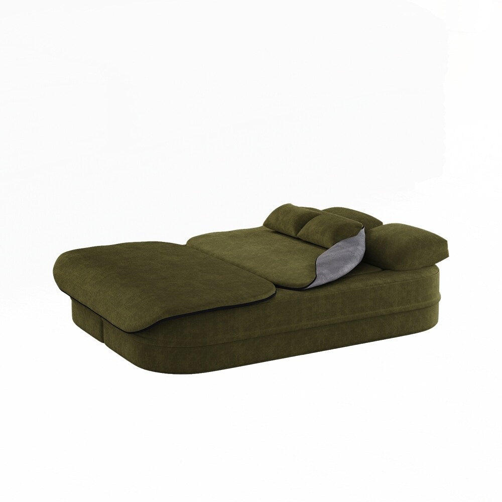Canapé-lit pliant avec cadre fixe et matelas convertible en mousse avec couverture