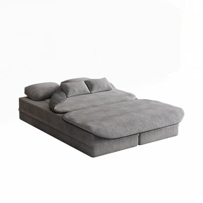 Canapé-lit pliant avec cadre fixe et matelas convertible en mousse avec couverture