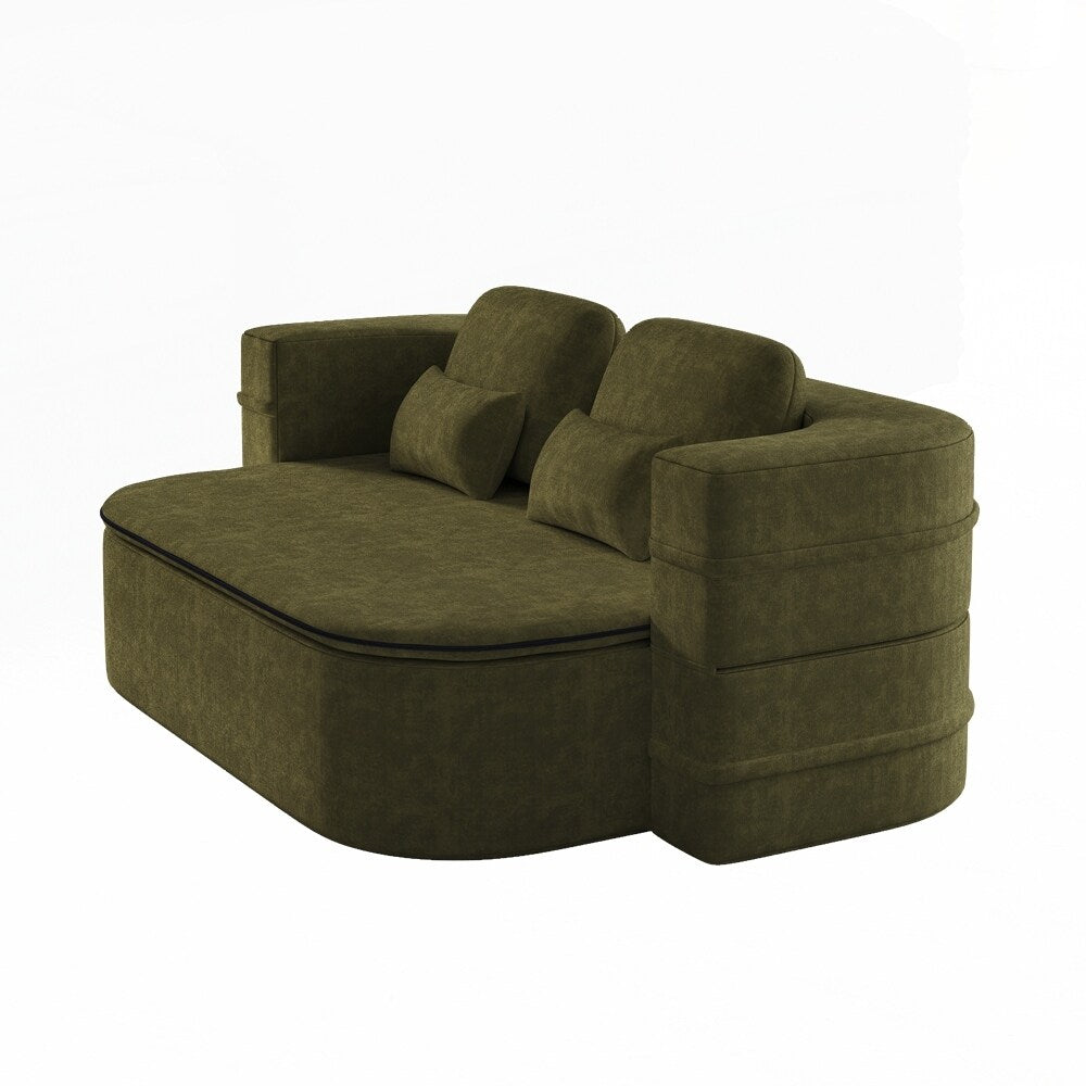 Canapé-lit pliant avec cadre fixe et matelas convertible en mousse avec couverture