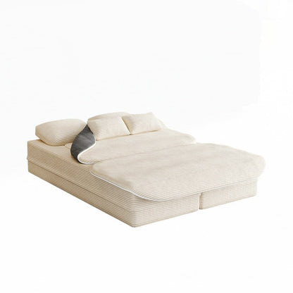 Canapé-lit pliant avec cadre fixe et matelas convertible en mousse avec couverture