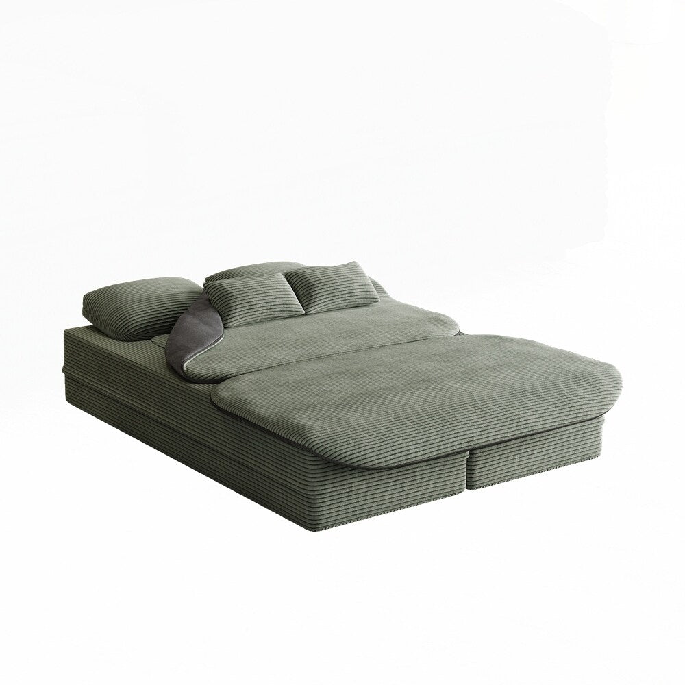 Canapé-lit pliant avec cadre fixe et matelas convertible en mousse avec couverture