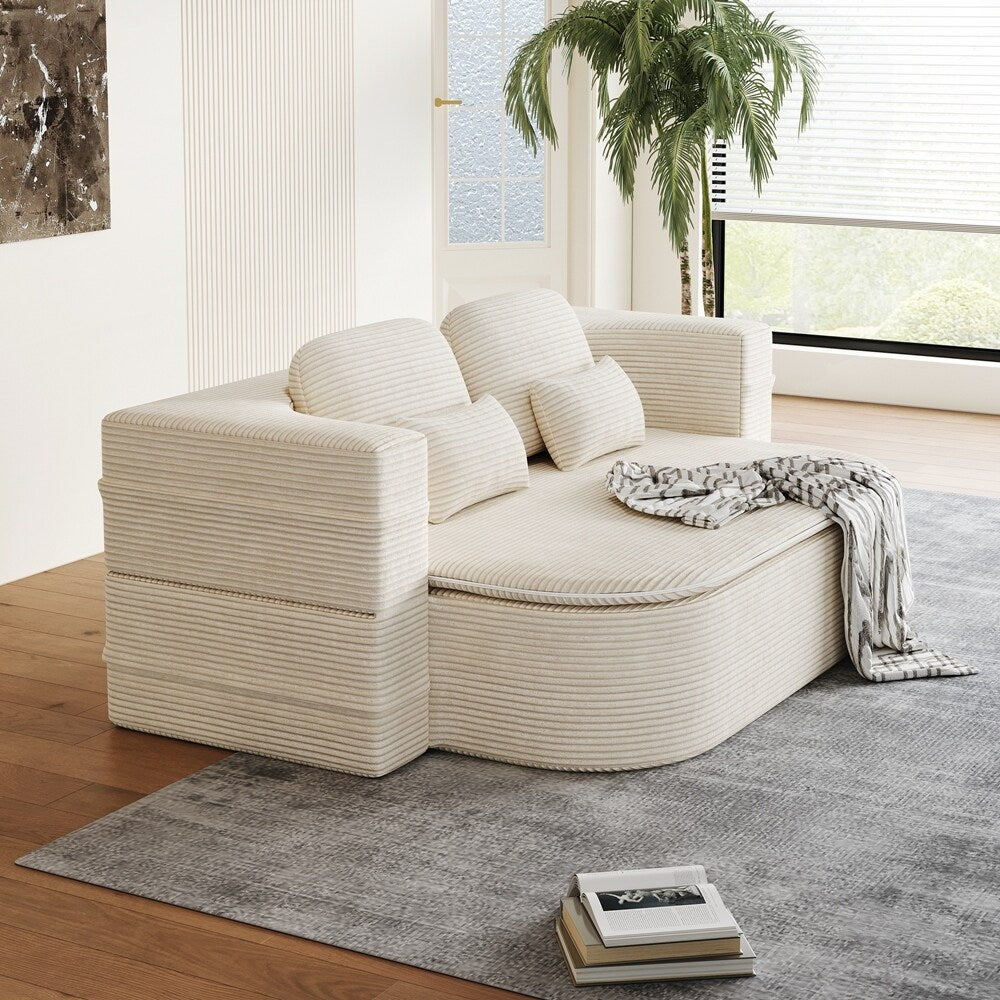 Canapé-lit pliant avec cadre fixe et matelas convertible en mousse avec couverture