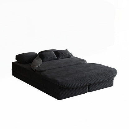 Canapé-lit pliant avec cadre fixe et matelas convertible en mousse avec couverture