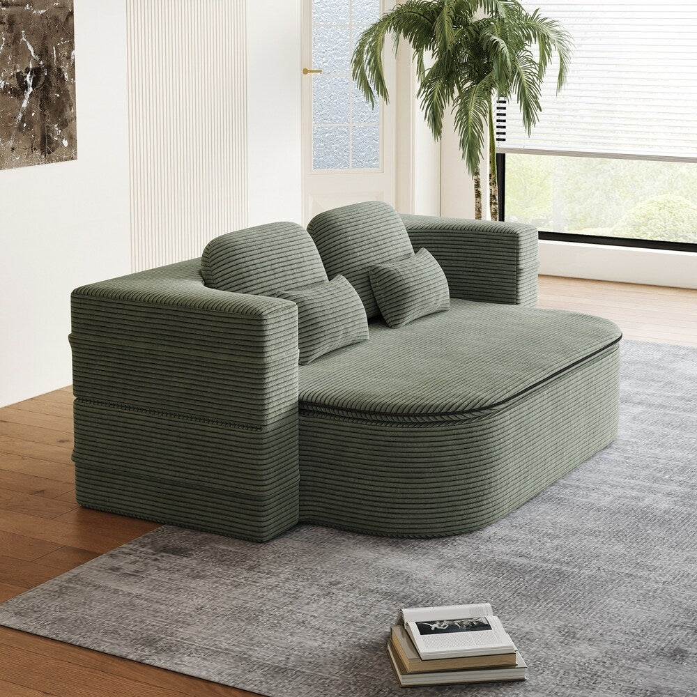 Canapé-lit pliant avec cadre fixe et matelas convertible en mousse avec couverture