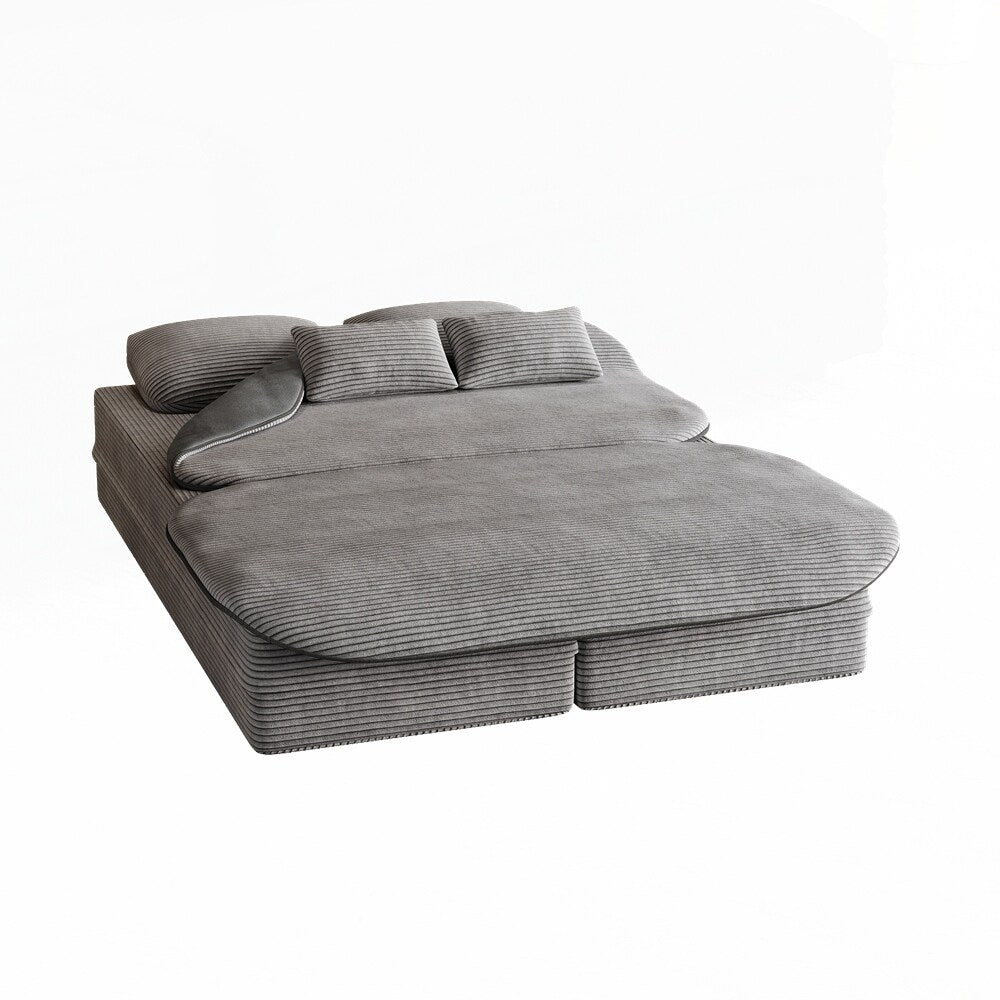 Canapé-lit pliant avec cadre fixe et matelas convertible en mousse avec couverture