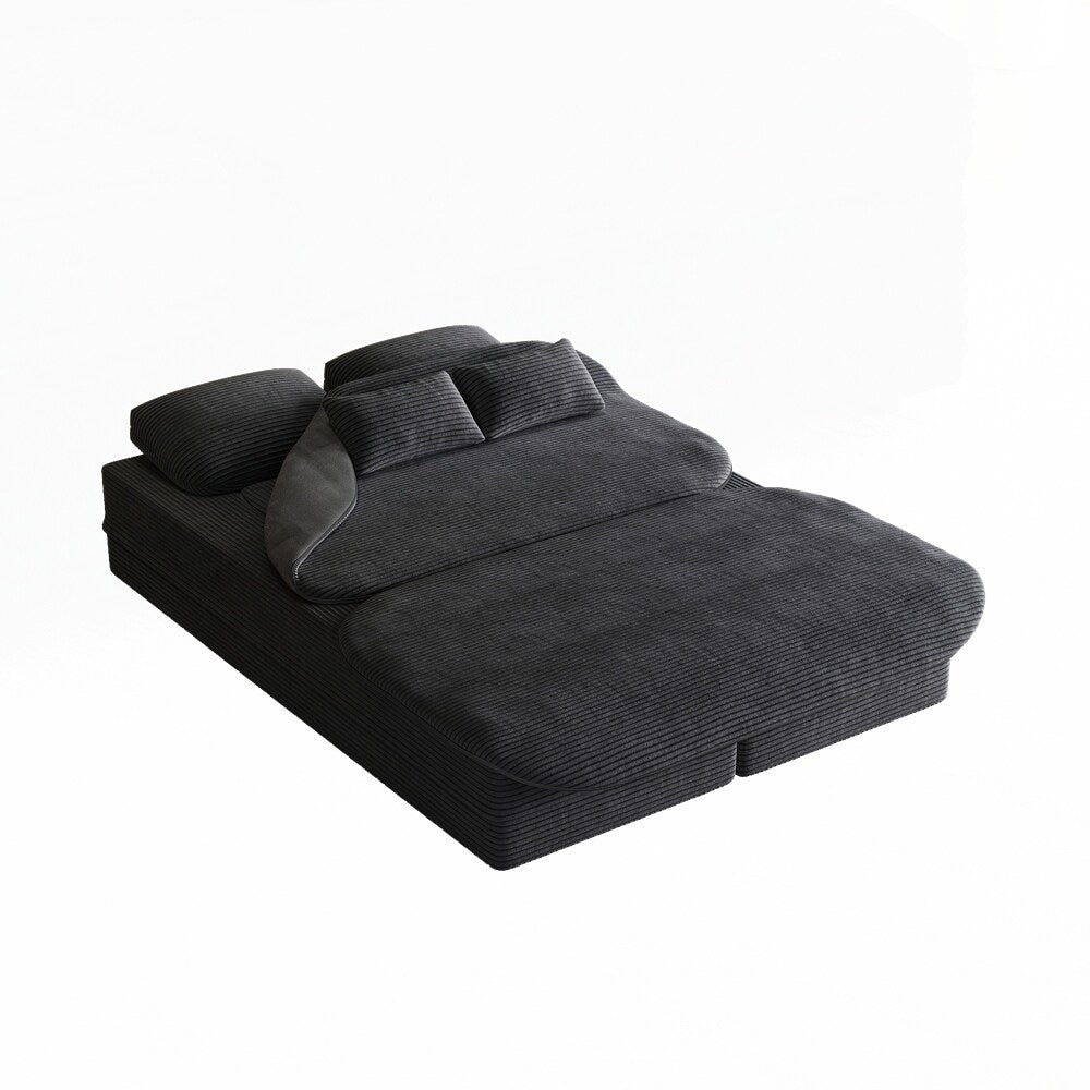 Canapé-lit pliant avec cadre fixe et matelas convertible en mousse avec couverture