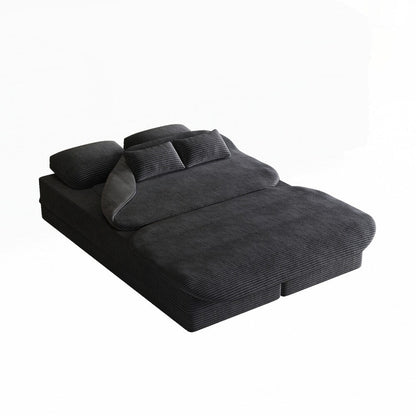Canapé-lit pliant avec cadre fixe et matelas convertible en mousse avec couverture