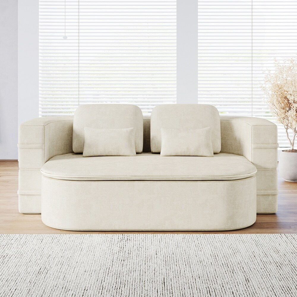 Canapé-lit pliant avec cadre fixe et matelas convertible en mousse avec couverture