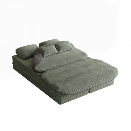 Canapé-lit pliant avec cadre fixe et matelas convertible en mousse avec couverture