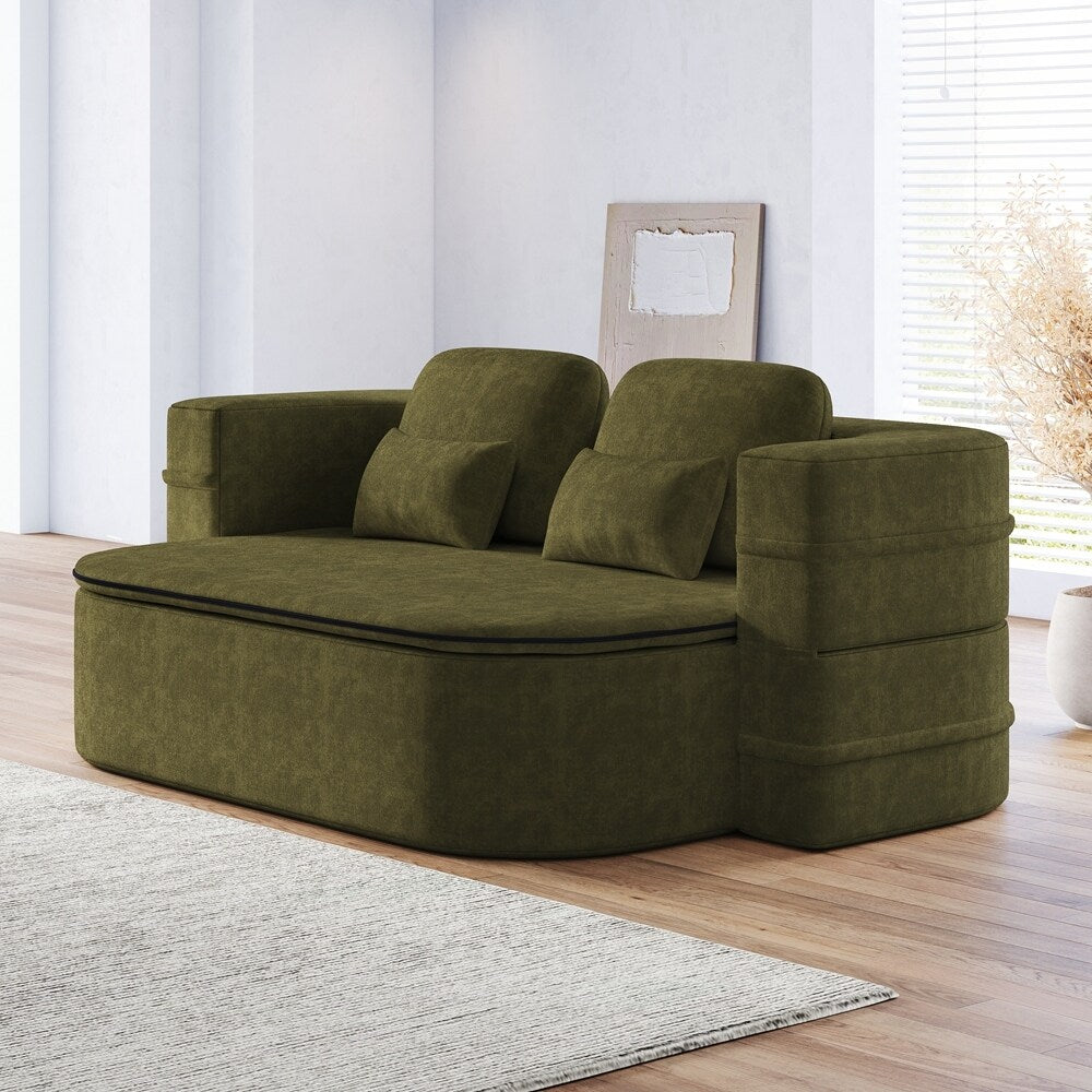 Canapé-lit pliant avec cadre fixe et matelas convertible en mousse avec couverture