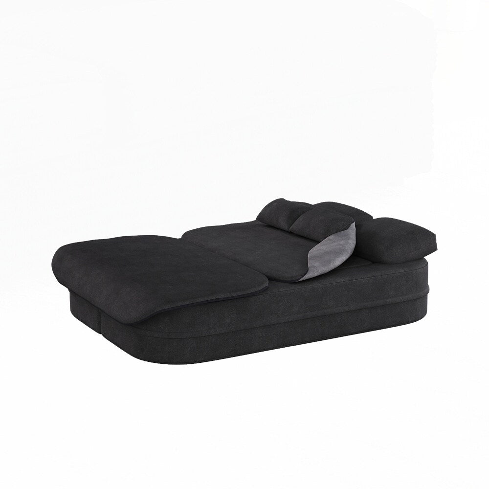 Canapé-lit pliant avec cadre fixe et matelas convertible en mousse avec couverture