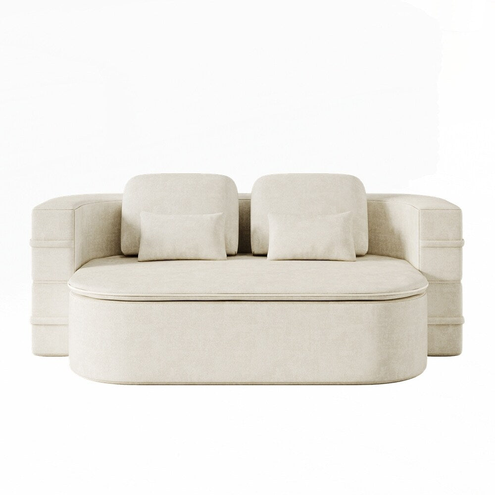 Canapé-lit pliant avec cadre fixe et matelas convertible en mousse avec couverture