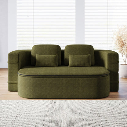 Canapé-lit pliant avec cadre fixe et matelas convertible en mousse avec couverture