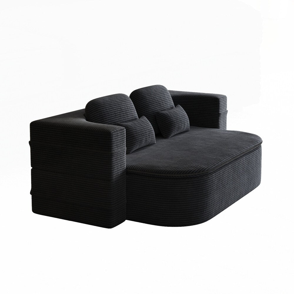 Canapé-lit pliant avec cadre fixe et matelas convertible en mousse avec couverture