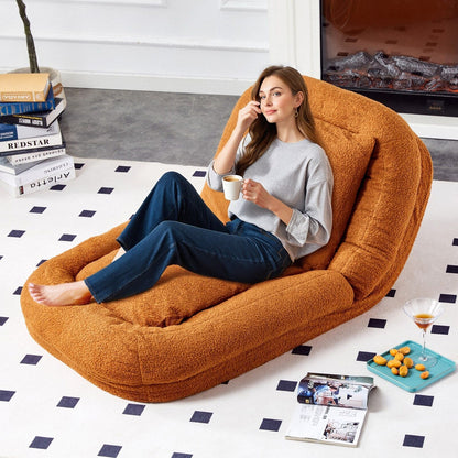 Fauteuil pliant avec 5 positions réglables, fauteuil de sol moelleux pour jeux, méditation et détente