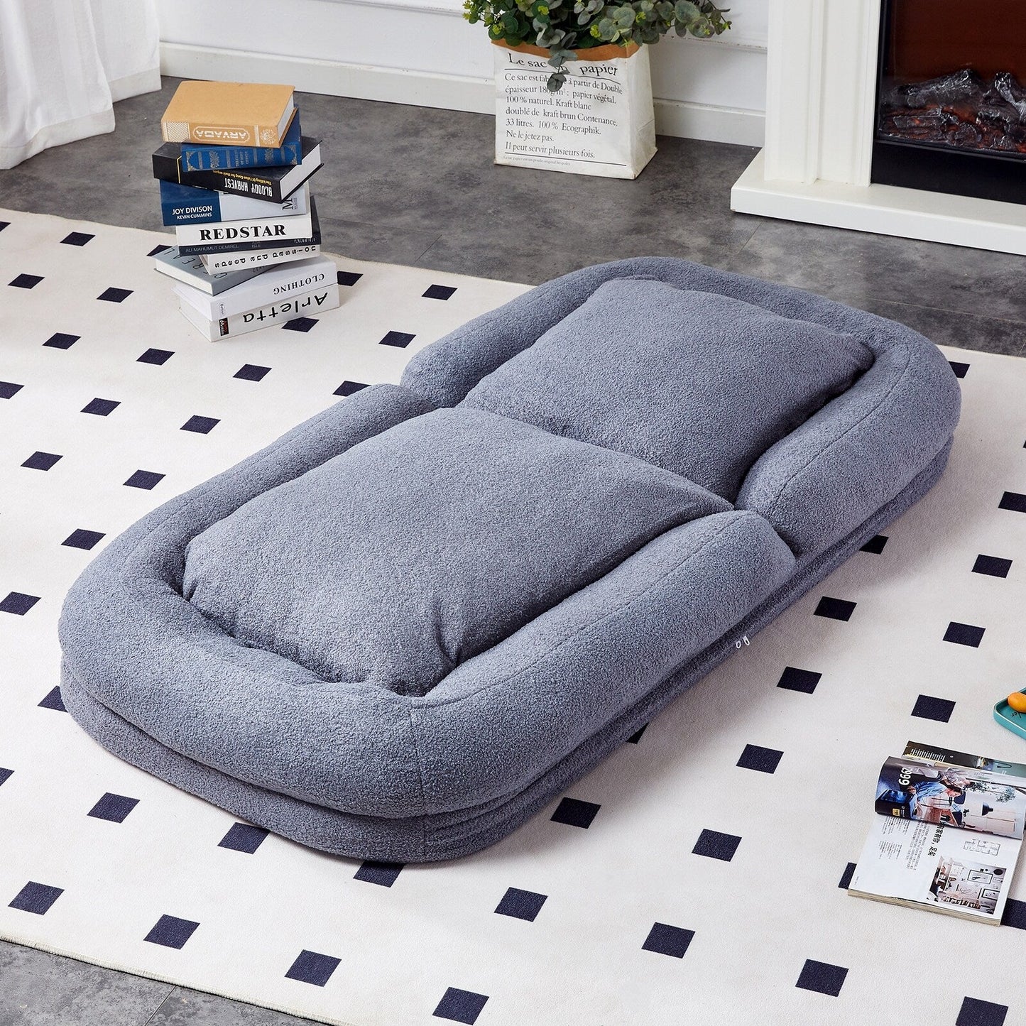 Fauteuil pliant avec 5 positions réglables, fauteuil de sol moelleux pour jeux, méditation et détente