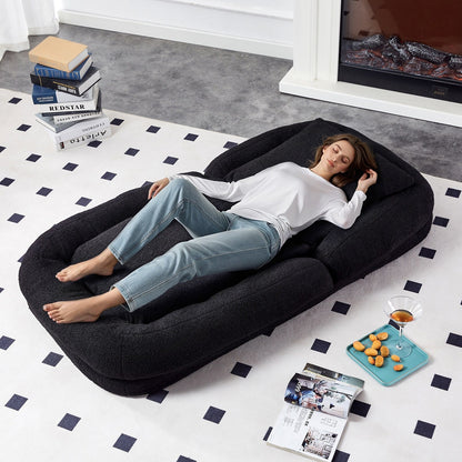 Fauteuil pliant avec 5 positions réglables, fauteuil de sol moelleux pour jeux, méditation et détente