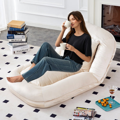 Fauteuil pliant avec 5 positions réglables, fauteuil de sol moelleux pour jeux, méditation et détente