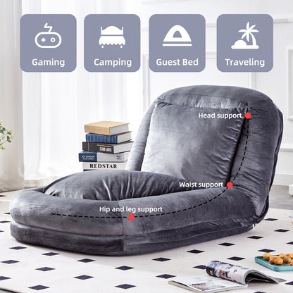 Fauteuil pliant avec 5 positions réglables, fauteuil de sol moelleux pour jeux, méditation et détente